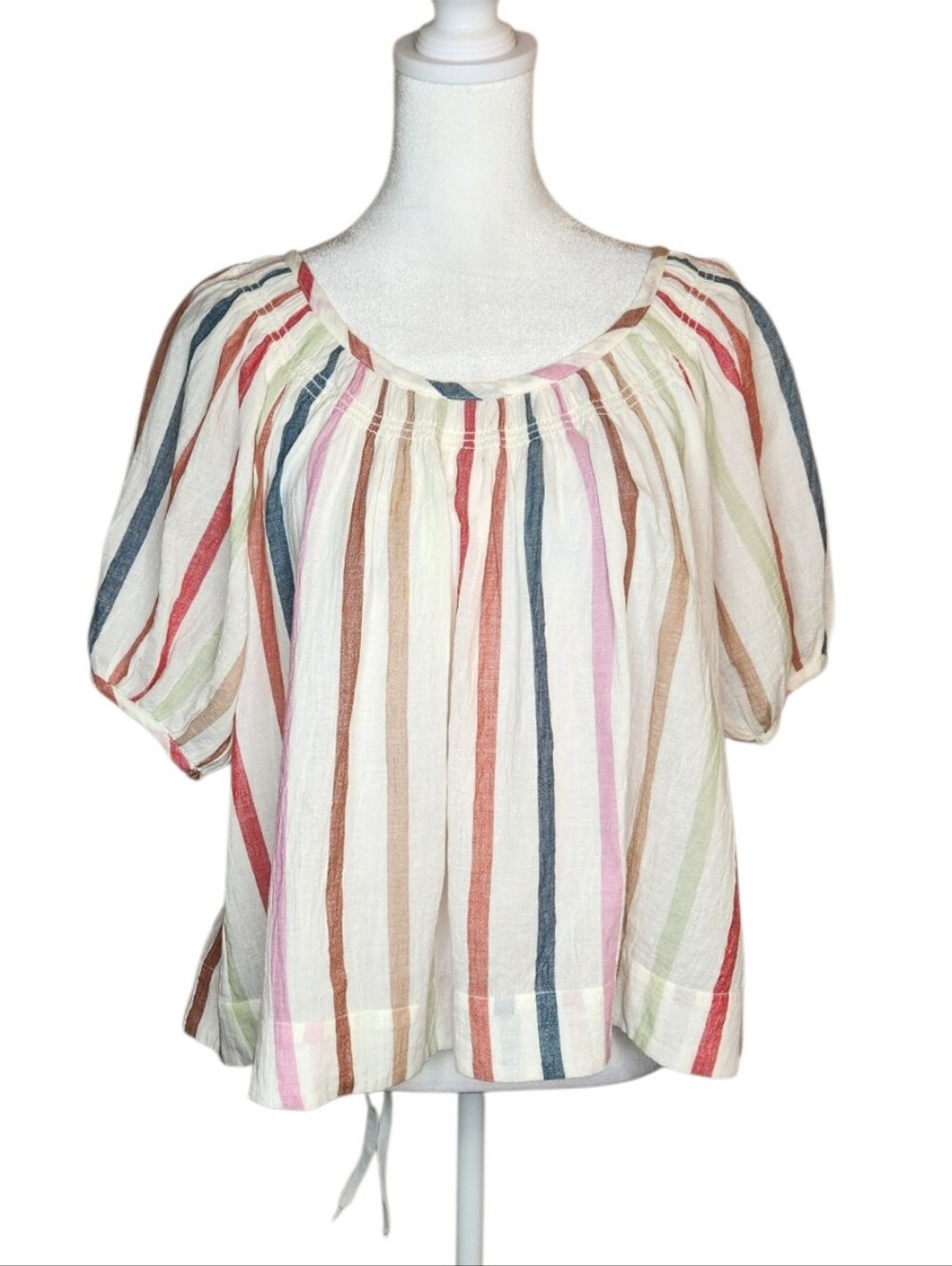 Mother The Market Peasant Top Back Tie in Taffy Treat Stripes Size Small